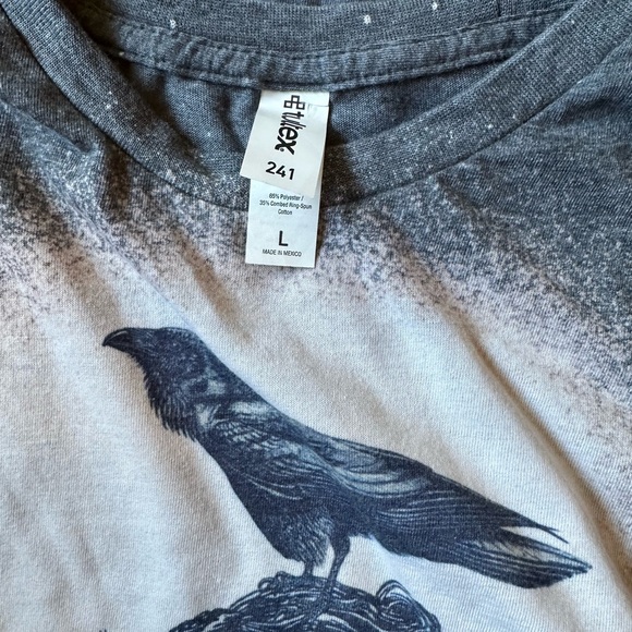 NWOT Tultex Dark Gray Graphic Tee with Edgar Allen Poe - Picture 5 of 5
